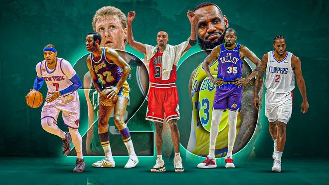 美媒盘点NBA历史20大小前锋：詹姆斯领跑，杜兰特第三，小卡第八